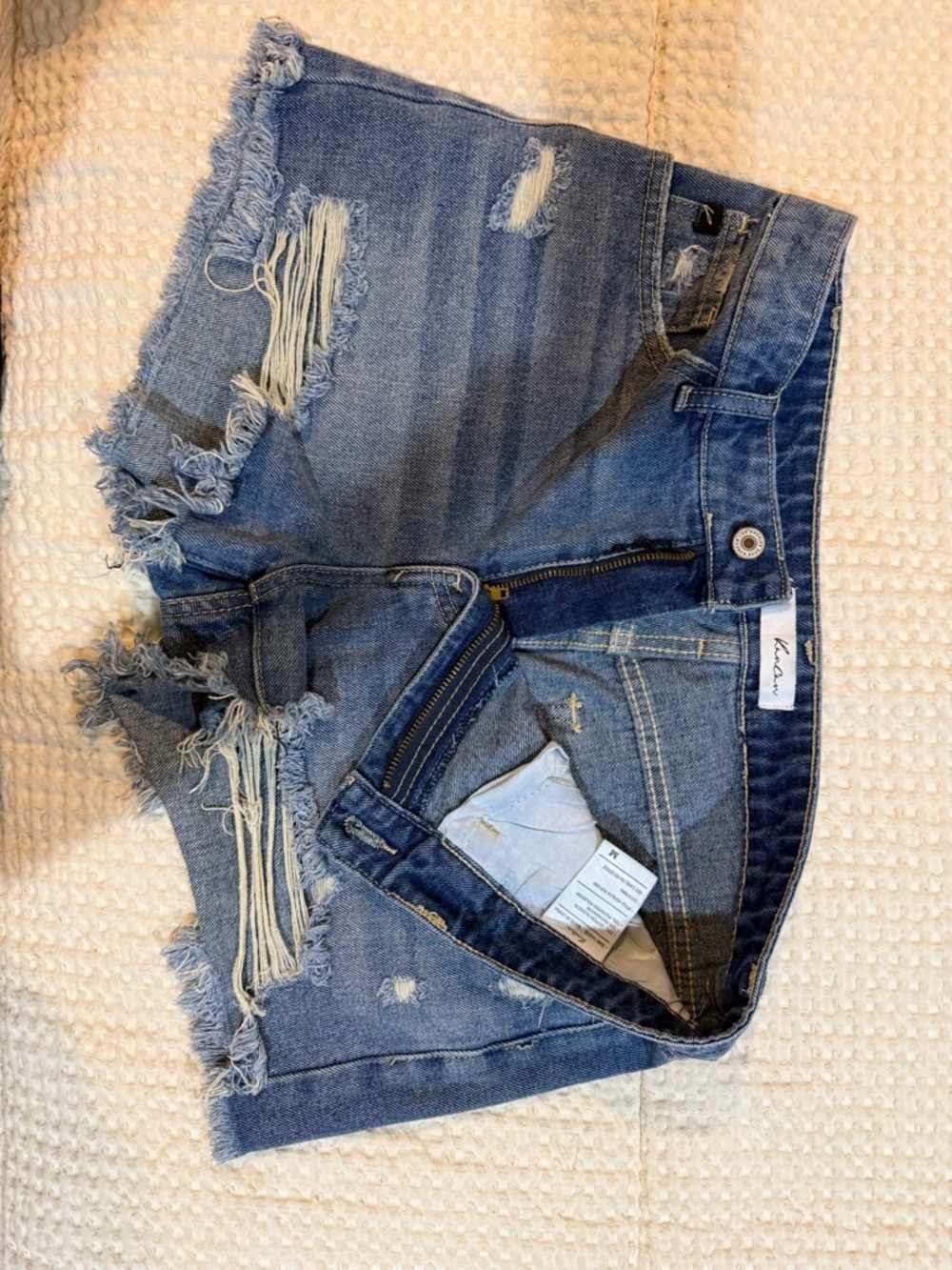 KanCan Distressed Blue Denim Jean Shorts